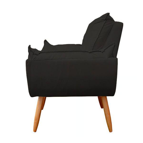 Imagem de Kit 3 Poltronas Decorativa Opala Sala de Estar Tecido Suede Preto Kimi Decor