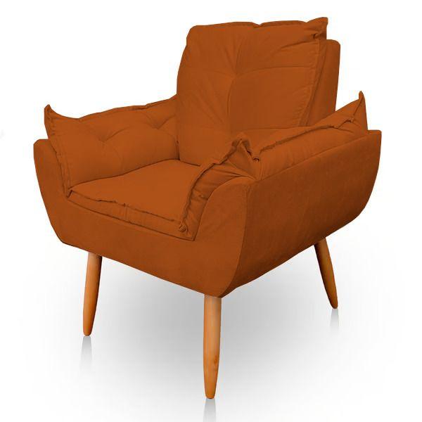 Imagem de Kit 3 Poltronas Decorativa Opala Sala de Estar Tecido Suede Terracota Kimi Decor