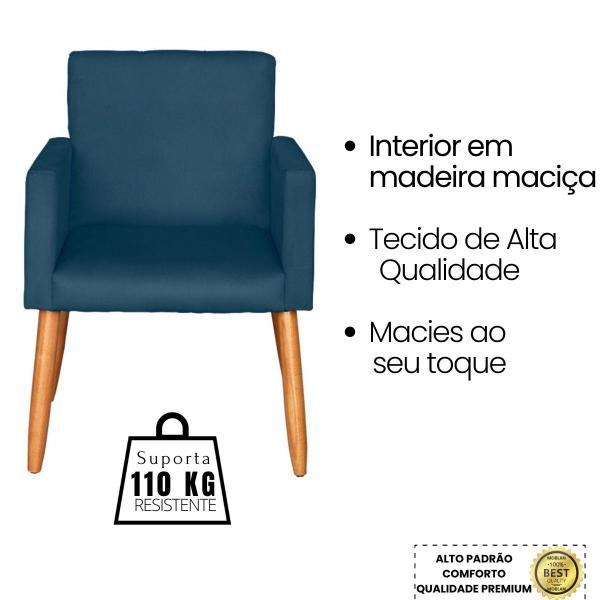 Imagem de Kit 3 Poltronas Decorativa para Recepção Sala de Estar Sala de Espera estofada pés palito madeira