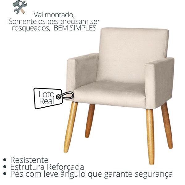 Imagem de Kit 3 Poltronas Decorativa para Recepção Sala de Estar Sala de Espera estofada pés palito madeira