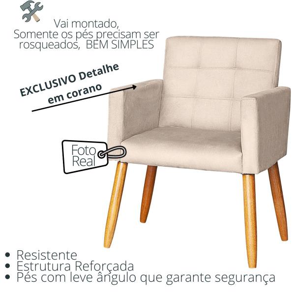 Imagem de Kit 3 Poltronas Decorativa para Sala de Espera Sala de Estar Recepção estofada pés palito madeira