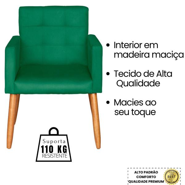 Imagem de Kit 3 Poltronas Decorativa para Sala de Espera Sala de Estar Recepção estofada pés palito madeira