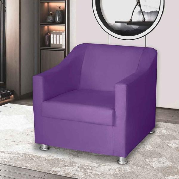 Imagem de Kit 3 Poltronas Decorativa para Sala de Estar 68cm Tilla Suede Roxo - Mafer