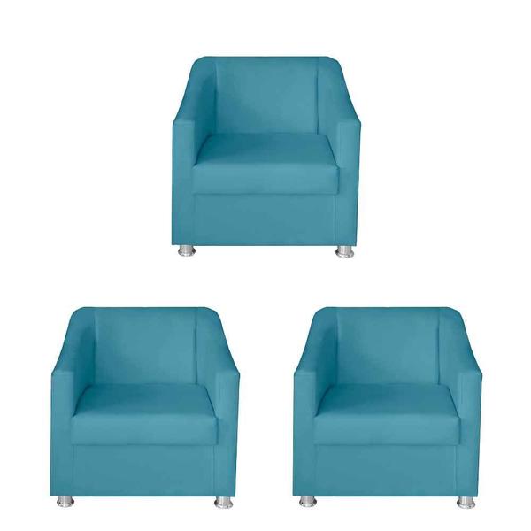 Imagem de Kit 3 Poltronas Decorativa Sala de Estar 68cm Tilla Suede