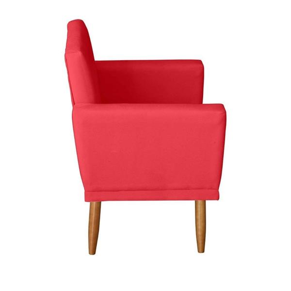 Imagem de Kit 3 Poltronas Decorativas com Estrutura Madeira Maciça Pés Palito Nina Vermelho  Mafer