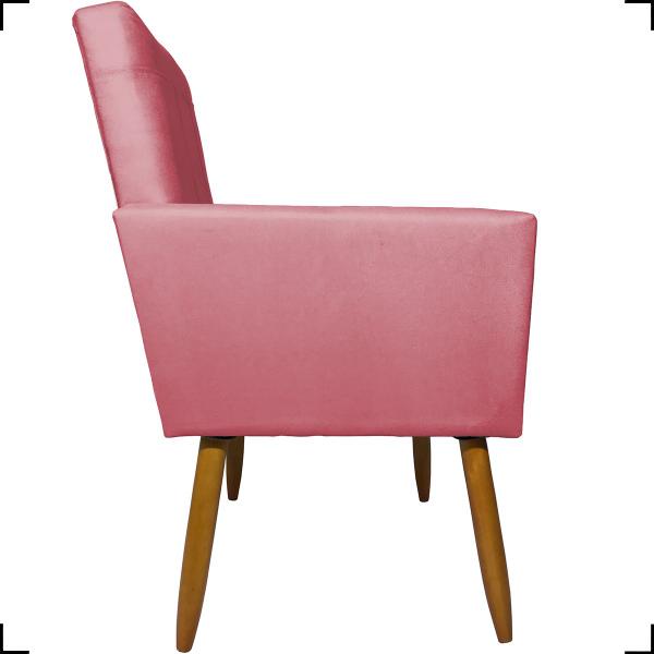 Imagem de Kit 3 Poltronas Decorativas Decorativas Para Sala Isa Suede Rosé Pé Castanho