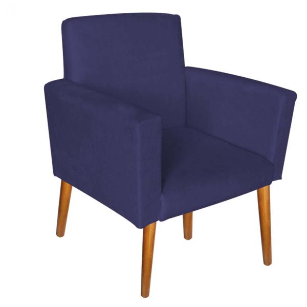 Imagem de Kit 3 Poltronas Decorativas Nina Suede Azul Marinho - Móveis Mafer