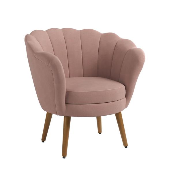 Imagem de Kit 3 Poltronas Decorativas Pétala Sala de Estar Tecido Veludo Rose Kimi Design