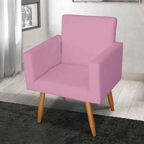 Imagem de Kit 3 Poltronas Decorativas Sala de Estar Escritório Pés Palito Nina Rosa Bebê - Mafer