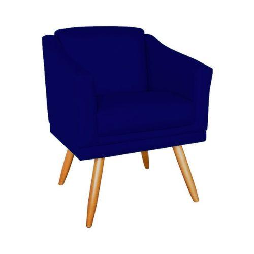 Imagem de Kit 3 Poltronas Decorativas San Diego Sala de Estar Tecido Veludo Azul Marinho Kimi Decor