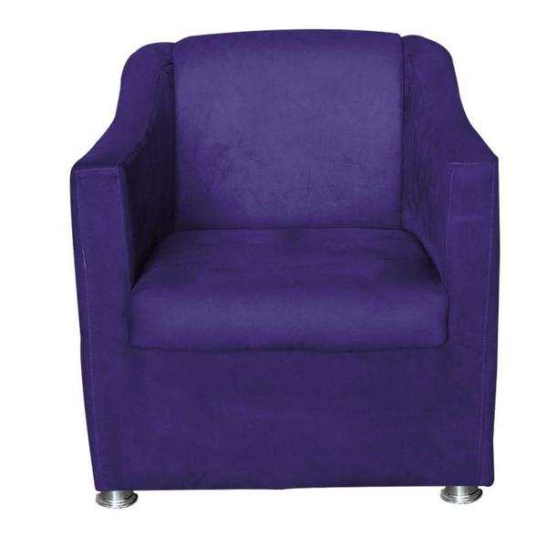 Imagem de Kit 3  Poltronas Decorativas Tilla Suede Roxo - Móveis Mafer