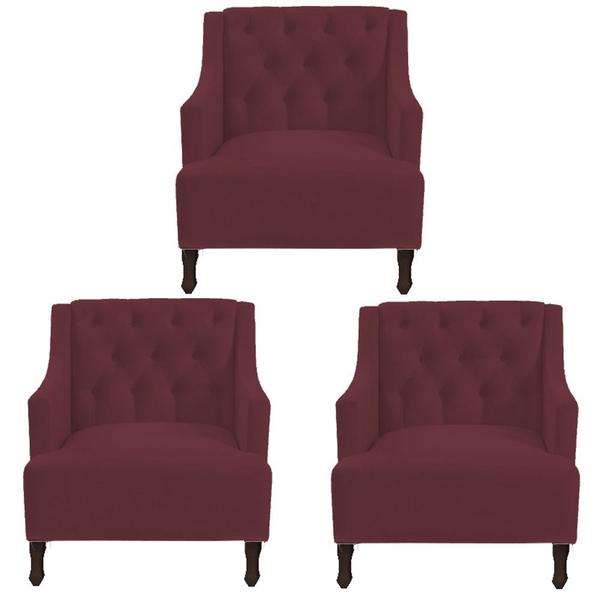 Imagem de Kit 3 poltronas genesis suede bordo