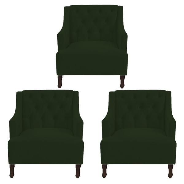 Imagem de Kit 3 poltronas genesis suede verde