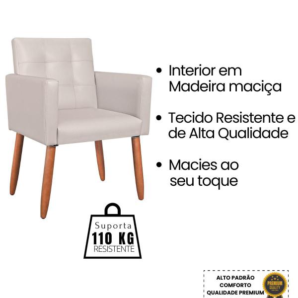 Imagem de Kit 3 Poltronas material sintético para Sala de Espera Decorativa Cadeira Estofada Resistente Escritório Recepção Manicure