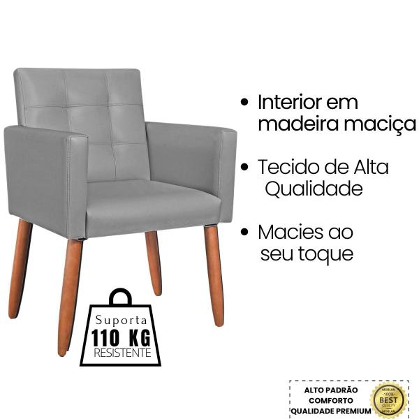 Imagem de Kit 3 Poltronas material sintético para Sala de Espera Decorativa Cadeira Estofada Resistente Escritório Recepção Manicure