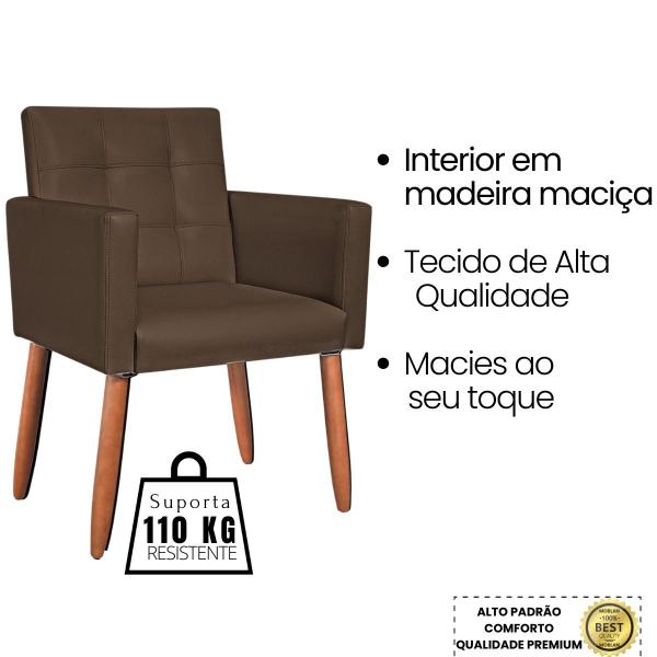 Imagem de Kit 3 Poltronas material sintético para Sala de Estar Decorativa Cadeira Estofada Resistente Escritório Recepção Manicure