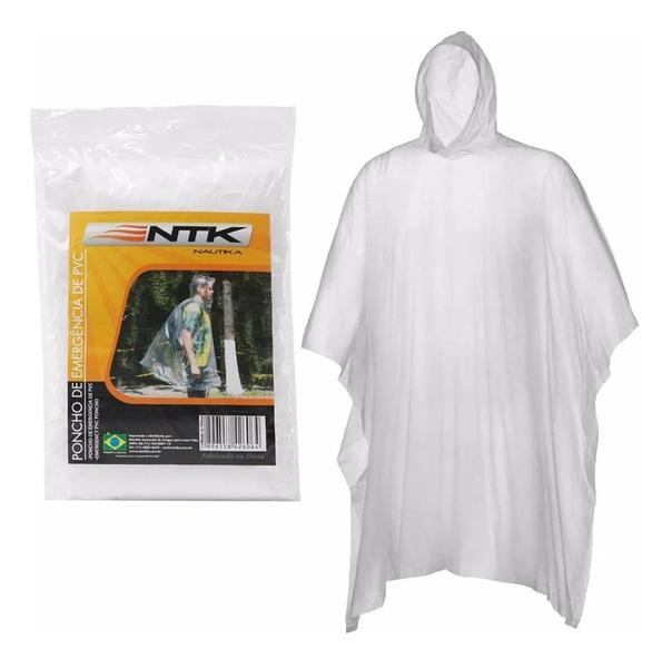 Imagem de Kit 3 Poncho Capa de Chuva Impermeável de Emergência Com Capuz P/ Pesca Caminhada Moto Nautika NTK