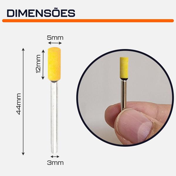 Imagem de Kit 3 Ponta Montada 5Mm Desbaste Fino Para Micro Retificas