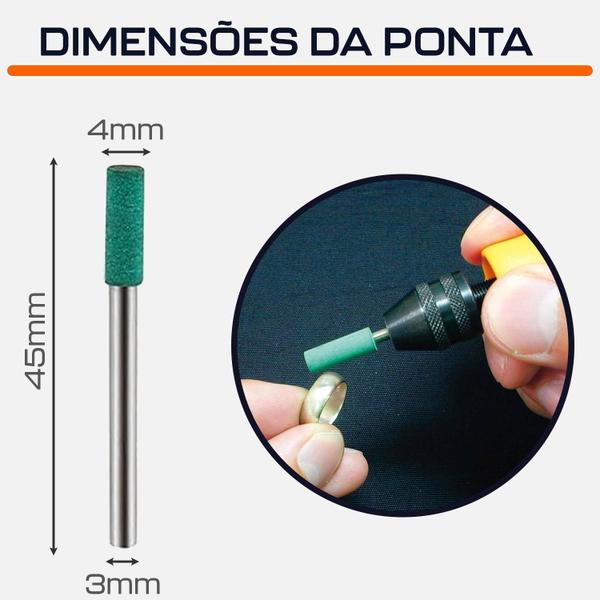 Imagem de Kit 3 Ponta Montada De Borracha 4Mm Haste 3Mm Micro Retifica