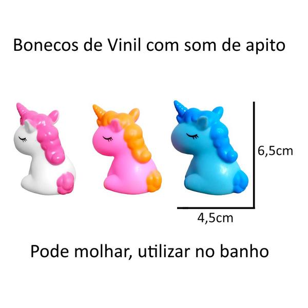 Imagem de Kit 3 Pony Infantil Baby de Vinil com Som Azul Branco e Rosa
