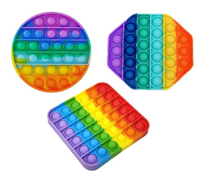 Kit 3 Pop It Fidget Toys Brinquedo Apertar Spinner Silicone - Artetoys Imagem de Kit 3 Pop It Fidget Toys Brinquedo Apertar Spinner Silicone