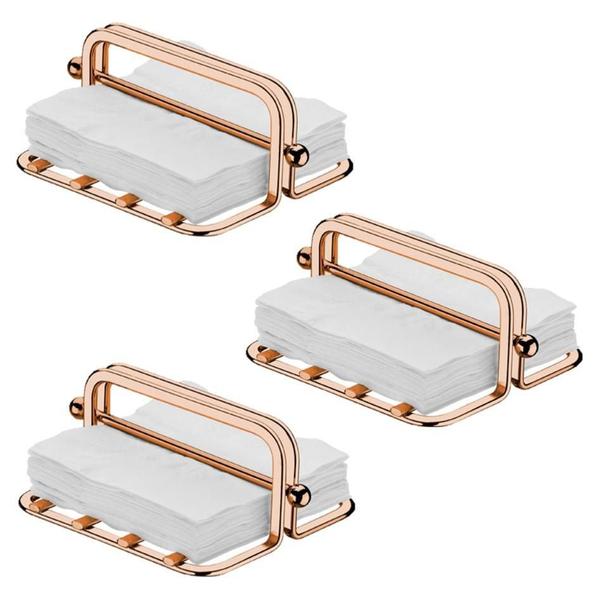 Kit 3 Porta Guardanapos Com Peso Rose Gold - 1611Rg Future Imagem de Kit 3 Porta Guardanapos Com Peso Rose Gold - 1611Rg Future