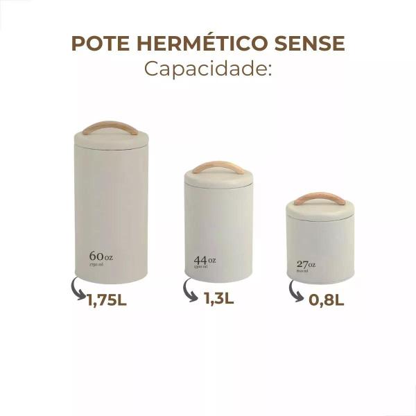 Imagem de Kit 3 Porta Mantimentos Oz Off White 800ml, 1,3l E 1,75l Cor Bege