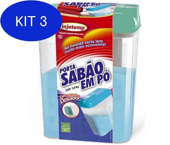 Imagem de Kit 3 Porta Sabão em Pó Dispenser Com Dosador 1,6 kg - 31108