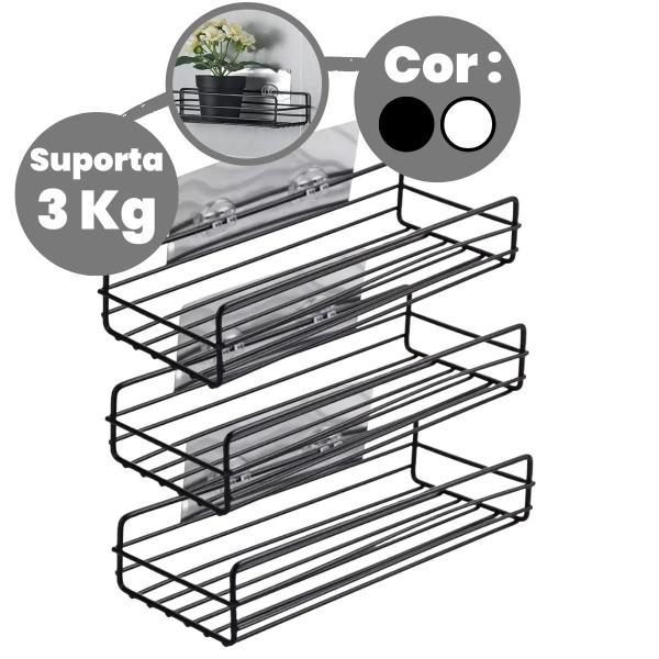 Imagem de Kit 3 Porta Shampoo Para Banheiro Box Suporte Adesivo