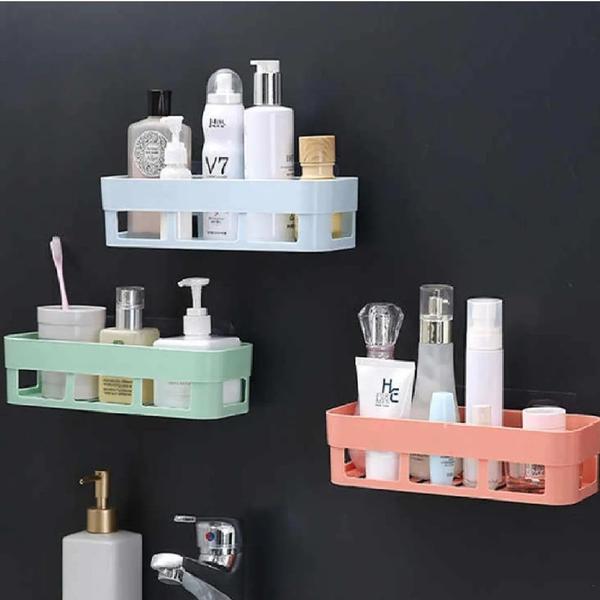 Imagem de Kit 3 Porta Shampoo Suporte Adesivo Parede Banheiro Cozinha