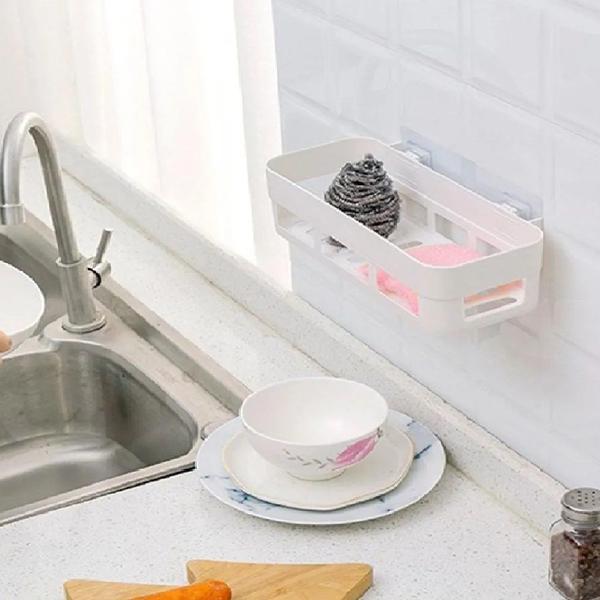 Imagem de Kit 3 Porta Shampoo Suporte Adesivo Parede Banheiro Cozinha