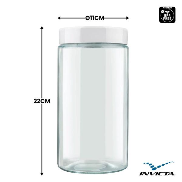 Imagem de Kit 3 Pote 1,6L 1,1L 850ML Recipiente Vidro Redondo Branco