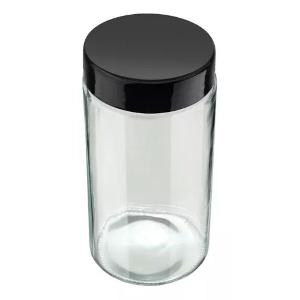 Imagem de Kit 3 Pote 1,6L 1,1L 850ML Recipiente Vidro Redondo Preto