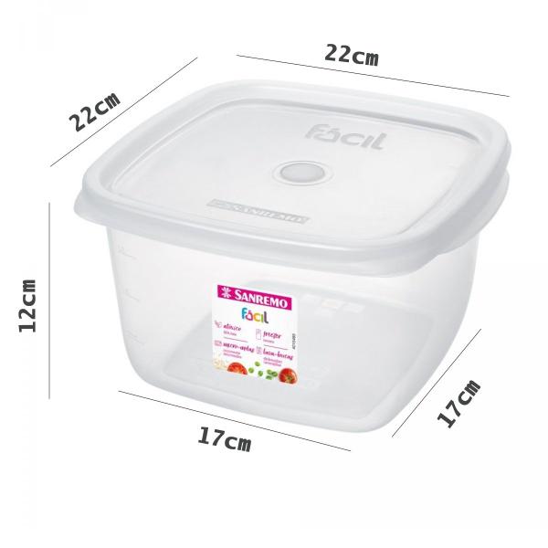 Imagem de Kit 3 Pote 3700ml Quadrado Plástico Vai Freezer Microondas Sanremo