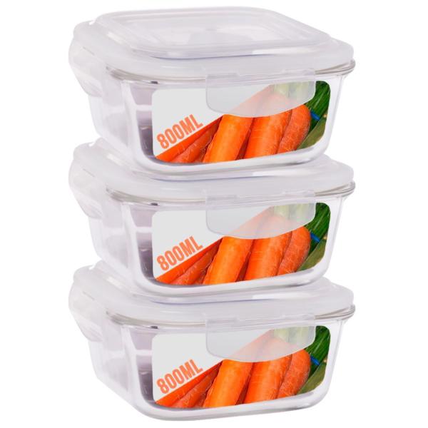 kit 3 Pote de Vidro Hermético Mantimento Tampa Plástico 800ml - QUALITY HOUSE Imagem de kit 3 Pote de Vidro Hermético Mantimento Tampa Plástico 800ml