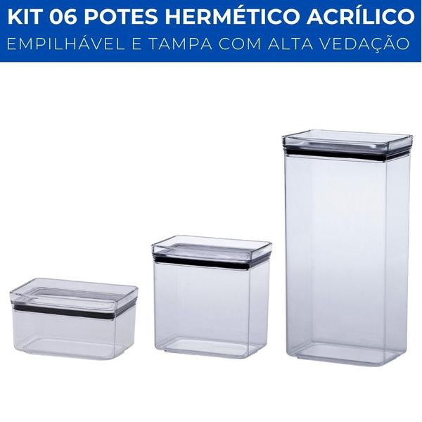 Imagem de Kit 3 Pote Hermético Retangular Lumini 580ml / 1300ml / 2600ml