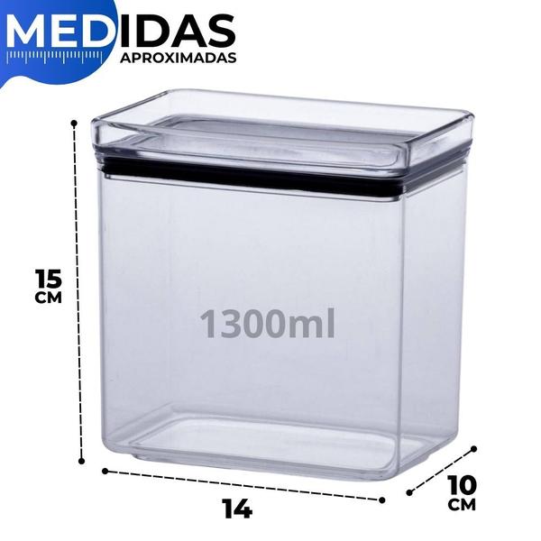 Imagem de Kit 3 Pote Hermético Retangular Lumini 580ml /1300ml /2600ml