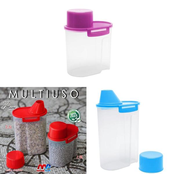 Imagem de Kit 3 Pote Porta Farinha 1,8L Farinheira c/ Bico Dosador Dispenser Para Cereais 1800ml Porta Sabão em Pó