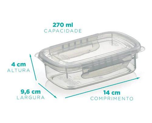 Imagem de Kit 3 Pote Raso Marmita Tampa Trava 270ml Freezer Microondas