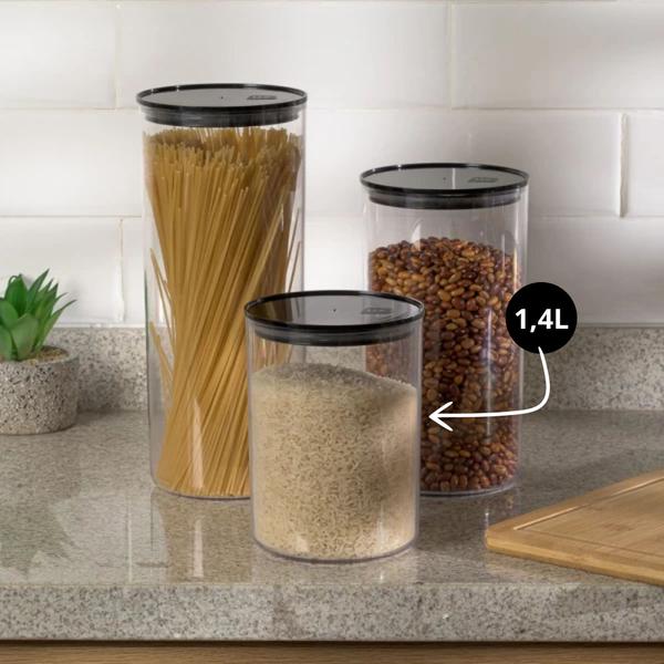 Imagem de Kit 3 Pote Redondo Hermético 1,4L Multiuso Mantimentos Alimentos Design Moderno