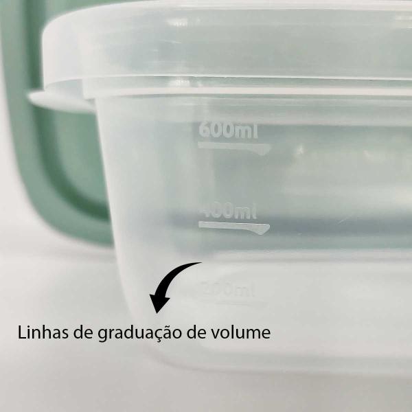 Imagem de Kit 3 Pote Sanremo Retangular 785ml Marmita Vai Freezer Microondas Congelar Alimentos Vasilha Plástica BPA Free