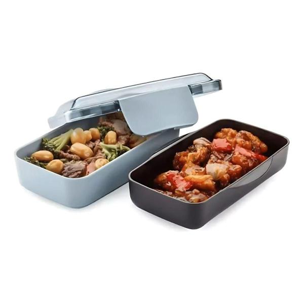 Imagem de Kit 3 Potes 2 Em 1 Electrolux Lunch Box Easy Open Preto