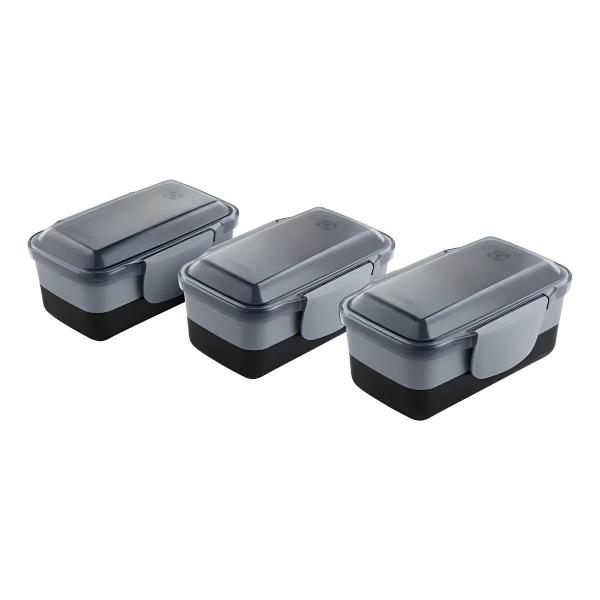 Imagem de Kit 3 Potes 2 Em 1 Electrolux Lunch Box Easy Open Preto