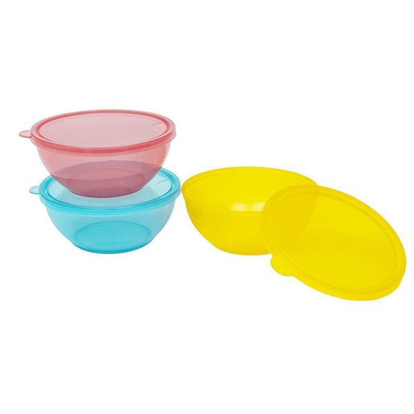 Imagem de Kit 3 Potes Bowls Papinha Tampa 300Ml Coloridos 16175, Buba