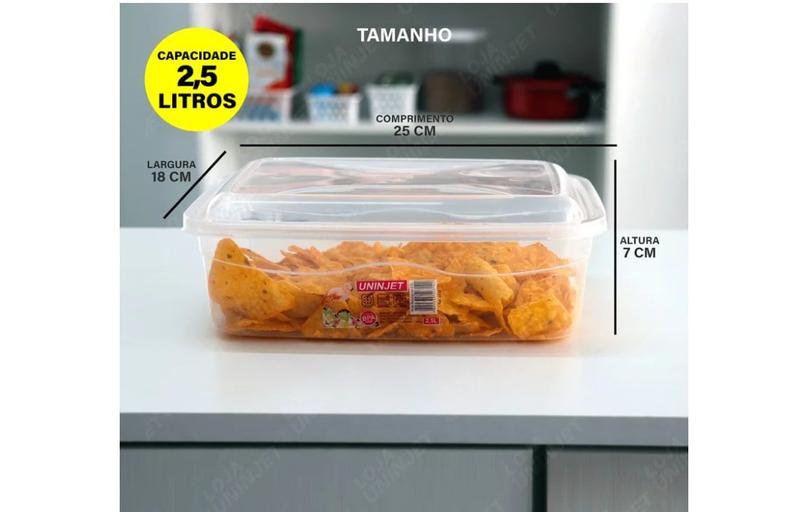 Imagem de Kit 3 Potes C/ Tampa Transparente Cozinha 700ml 1,3L e 2,5L