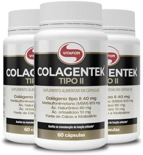 Kit 3 potes colagentek tipo ii 60caps - VITAFOR Kit 3 potes colagentek tipo ii 60caps - VITAFOR