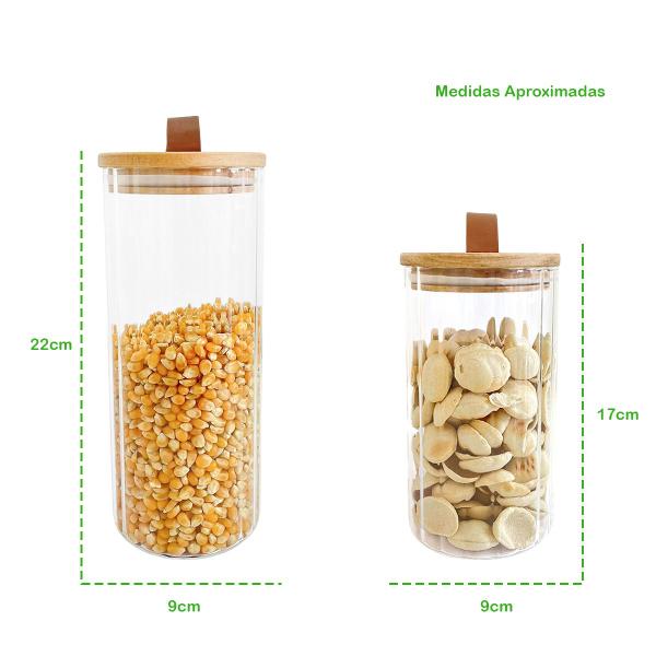 Kit 3 Potes De Vidro Com Tampa Bambu Para Mantimentos 700ml / 1l / 1,3l Redondo Canelado Design Alça De Couro Hermético - Lehaví Imagem de Kit 3 Potes De Vidro Com Tampa Bambu Para Mantimentos 700ml / 1l / 1,3l Redondo Canelado Design Alça De Couro Hermético