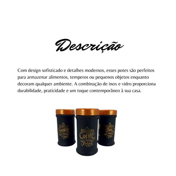 Imagem de Kit 3 potes de vidro tea coffee sugar dolce home