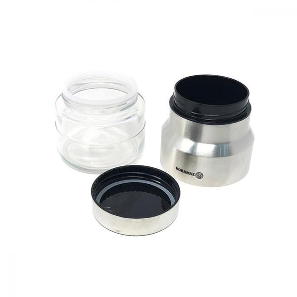 Imagem de Kit 3 Potes Hermético Multiuso Vidro E Inox Vedação Porta Mantimento Alimentos Organizador Utensílios Cozinha Armazenar