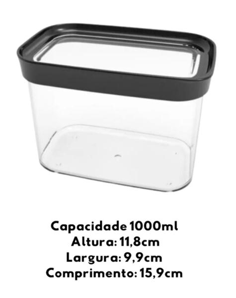 Imagem de KIT 3 Potes Herméticos 1l Café Açúcar Cereais 